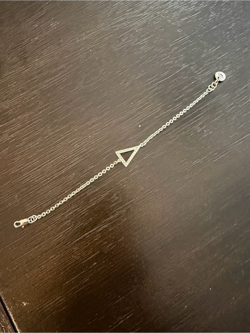 Vintage Y2K Juicy Couture Silver Dainty Pavé Rhinestone Triangle Bracelet